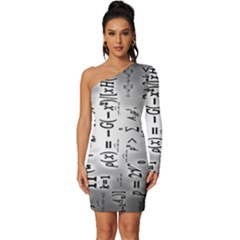 Science Formulas Long Sleeve One Shoulder Mini Dress by Ket1n9