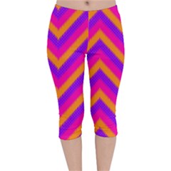 Chevron Velvet Capri Leggings  by Ket1n9