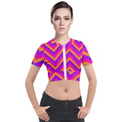 Chevron Short Sleeve Cropped Jacket by Ket1n9