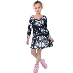 Neurons-brain-cells-brain-structure Kids  Long Sleeve Velvet Dress by Ket1n9