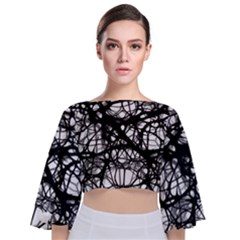 Neurons-brain-cells-brain-structure Tie Back Butterfly Sleeve Chiffon Top by Ket1n9