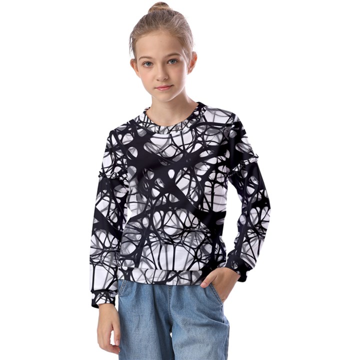 Neurons-brain-cells-brain-structure Kids  Long Sleeve T-Shirt with Frill 