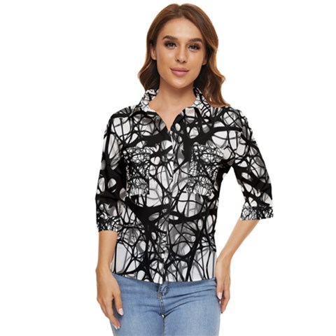 Neurons-brain-cells-brain-structure Women s Quarter Sleeve Pocket Shirt by Ket1n9