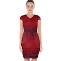 Red-grunge-texture-black-gradient Capsleeve Drawstring Dress  View1