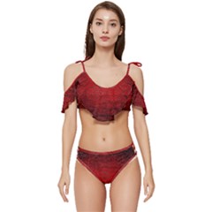 Red-grunge-texture-black-gradient Ruffle Edge Tie Up Bikini Set	 by Ket1n9