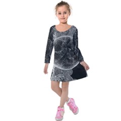 Space-universe-earth-rocket Kids  Long Sleeve Velvet Dress by Ket1n9