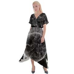 Space-universe-earth-rocket Cross Front Sharkbite Hem Maxi Dress by Ket1n9