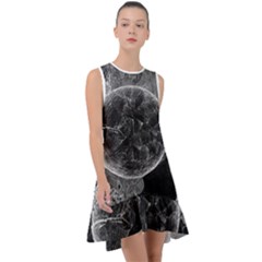 Space-universe-earth-rocket Frill Swing Dress by Ket1n9