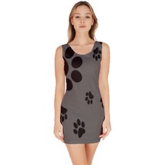 Dog-foodprint Paw Prints Seamless Background And Pattern Bodycon Dress by Ket1n9