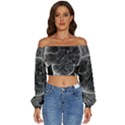 Space-universe-earth-rocket Long Sleeve Crinkled Weave Crop Top View1