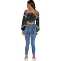 Space-universe-earth-rocket Long Sleeve Crinkled Weave Crop Top View4