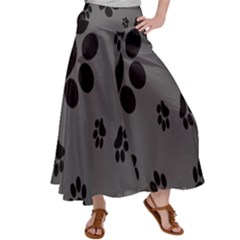 Dog-foodprint Paw Prints Seamless Background And Pattern Women s Satin Palazzo Pants by Ket1n9