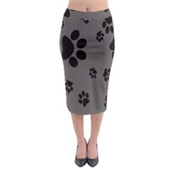 Dog-foodprint Paw Prints Seamless Background And Pattern Midi Pencil Skirt by Ket1n9