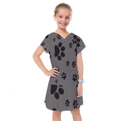 Dog-foodprint Paw Prints Seamless Background And Pattern Kids  Drop Waist Dress by Ket1n9