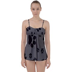 Dog-foodprint Paw Prints Seamless Background And Pattern Babydoll Tankini Set by Ket1n9