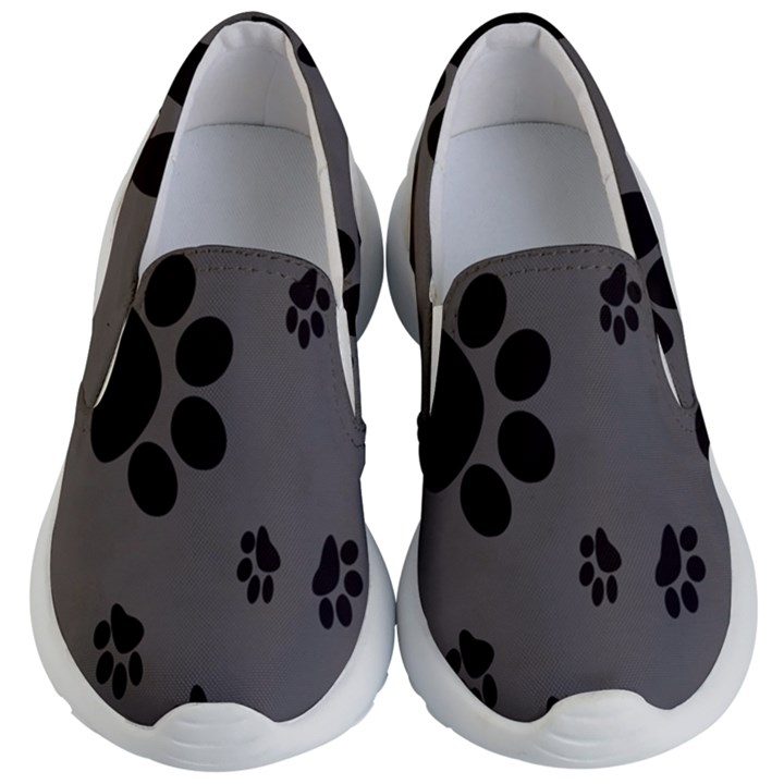 Dog-foodprint Paw Prints Seamless Background And Pattern Kids Lightweight Slip Ons