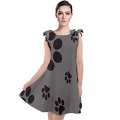 Dog-foodprint Paw Prints Seamless Background And Pattern Tie Up Tunic Dress by Ket1n9