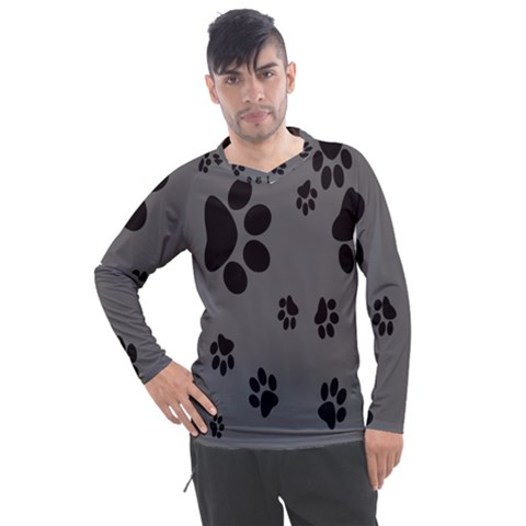 Dog-foodprint Paw Prints Seamless Background And Pattern Men s Pique Long Sleeve T-shirt by Ket1n9