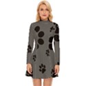 Dog-foodprint Paw Prints Seamless Background And Pattern Long Sleeve Velour Longline Dress View1