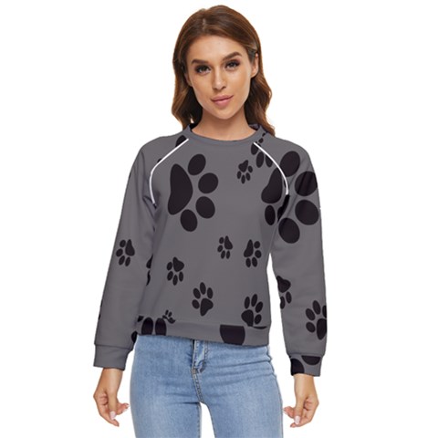 Dog-foodprint Paw Prints Seamless Background And Pattern Women s Long Sleeve Raglan T-shirt by Ket1n9