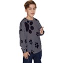 Dog-foodprint Paw Prints Seamless Background And Pattern Kids  Crewneck Sweatshirt View3