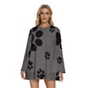 Dog-foodprint Paw Prints Seamless Background And Pattern Round Neck Long Sleeve Bohemian Style Chiffon Mini Dress View1