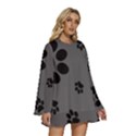 Dog-foodprint Paw Prints Seamless Background And Pattern Round Neck Long Sleeve Bohemian Style Chiffon Mini Dress View3