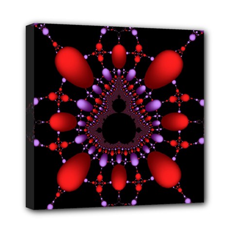 Fractal Red Violet Symmetric Spheres On Black Mini Canvas 8  X 8  (stretched) by Ket1n9