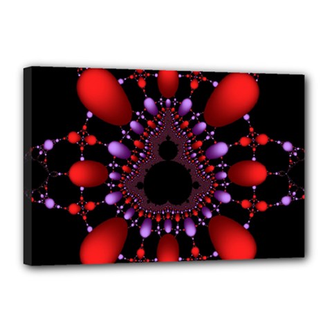 Fractal Red Violet Symmetric Spheres On Black Canvas 18  X 12  (stretched) by Ket1n9