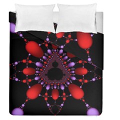 Fractal Red Violet Symmetric Spheres On Black Duvet Cover Double Side (queen Size) by Ket1n9