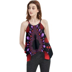 Fractal Red Violet Symmetric Spheres On Black Flowy Camisole Tank Top by Ket1n9