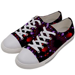 Fractal Red Violet Symmetric Spheres On Black Men s Low Top Canvas Sneakers by Ket1n9