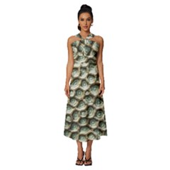 Ocean Pattern Sleeveless Cross Front Cocktail Midi Chiffon Dress by Ket1n9