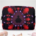 Fractal Red Violet Symmetric Spheres On Black Make Up Pouch (Medium) View1