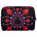 Fractal Red Violet Symmetric Spheres On Black Make Up Pouch (Medium) View2