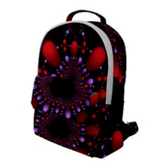 Fractal Red Violet Symmetric Spheres On Black Flap Pocket Backpack (large) by Ket1n9