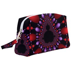 Fractal Red Violet Symmetric Spheres On Black Wristlet Pouch Bag (large) by Ket1n9