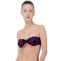 Fractal Red Violet Symmetric Spheres On Black Classic Bandeau Bikini Top  by Ket1n9