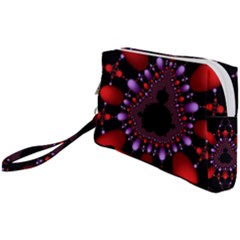 Fractal Red Violet Symmetric Spheres On Black Wristlet Pouch Bag (small) by Ket1n9