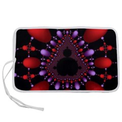 Fractal Red Violet Symmetric Spheres On Black Pen Storage Case (m) by Ket1n9