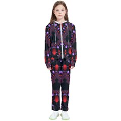 Fractal Red Violet Symmetric Spheres On Black Kids  Tracksuit by Ket1n9