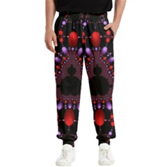 Fractal Red Violet Symmetric Spheres On Black Men s Elastic Waist Pants by Ket1n9