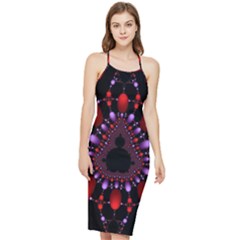 Fractal Red Violet Symmetric Spheres On Black Bodycon Cross Back Summer Dress by Ket1n9