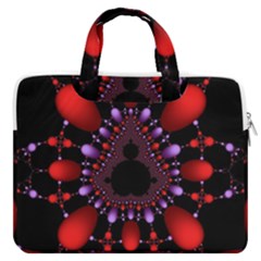 Fractal Red Violet Symmetric Spheres On Black Macbook Pro 16  Double Pocket Laptop Bag  by Ket1n9