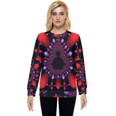 Fractal Red Violet Symmetric Spheres On Black Hidden Pocket Sweatshirt by Ket1n9