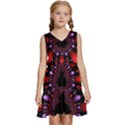 Fractal Red Violet Symmetric Spheres On Black Kids  Sleeveless Tiered Mini Dress View1