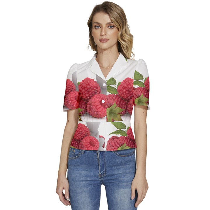 Fruit-healthy-vitamin-vegan Puffed Short Sleeve Button Up Jacket