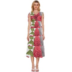 Fruit-healthy-vitamin-vegan V-neck Drawstring Shoulder Sleeveless Maxi Dress by Ket1n9