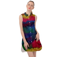 Watercolour-color-background Sleeveless Shirt Dress by Ket1n9