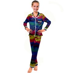 Watercolour-color-background Kids  Satin Long Sleeve Pajamas Set by Ket1n9